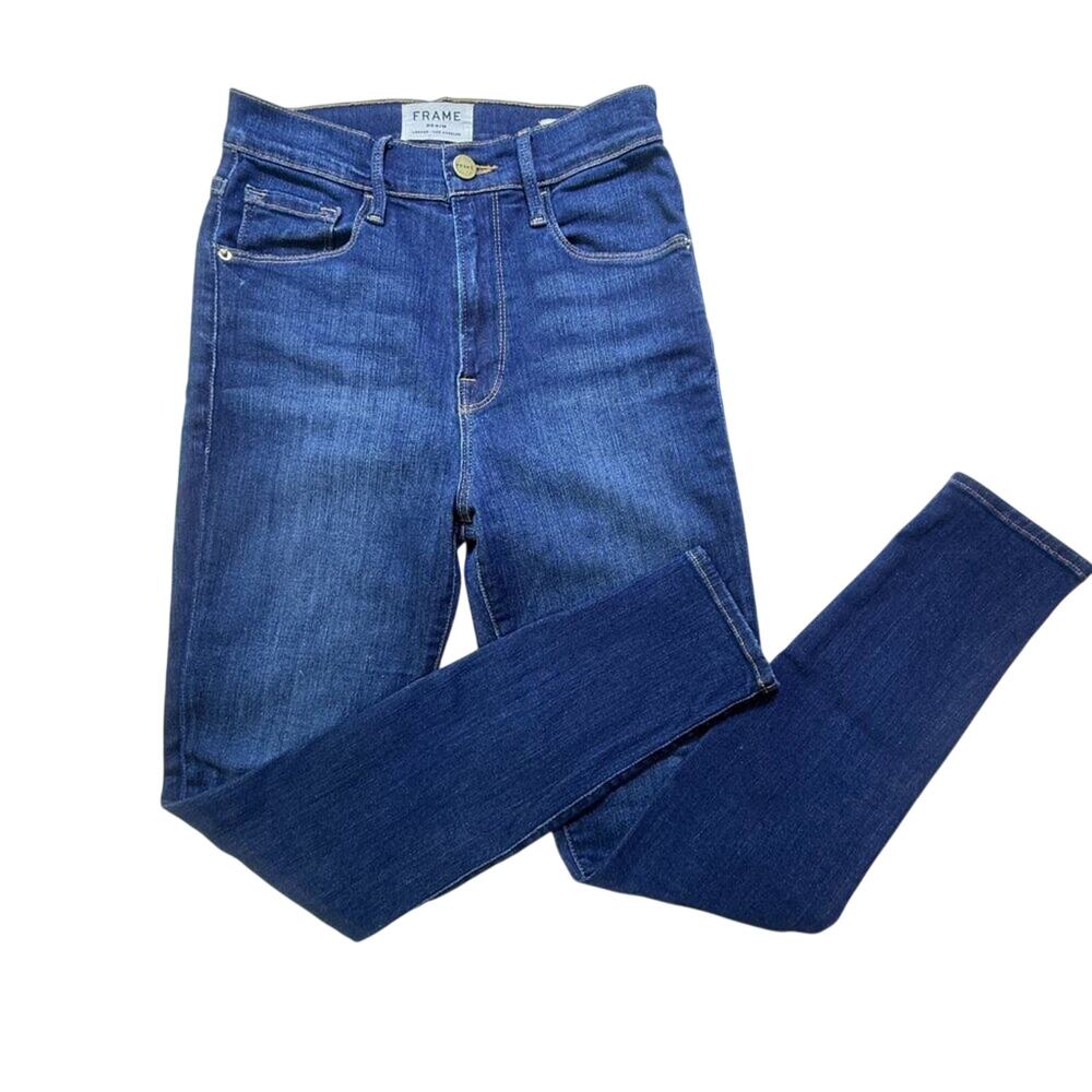 FRAME Ali High Rise Cigarette Jeans 25 Dark Wash Stretch Skinny Cropped
